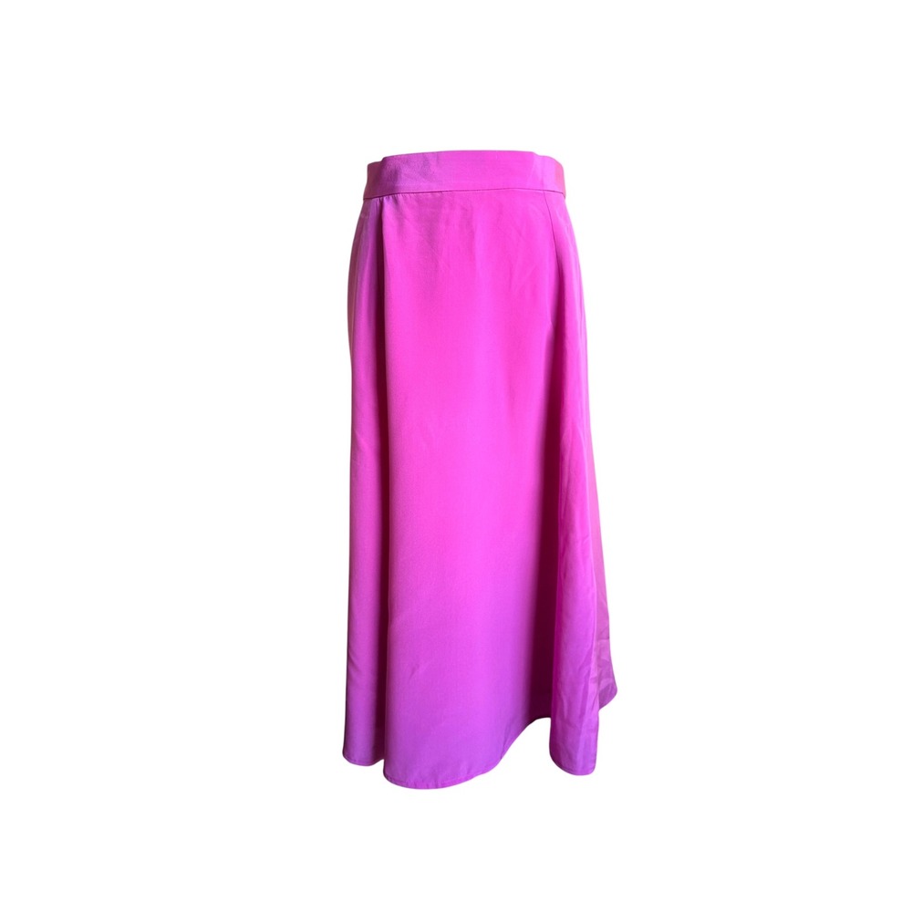J.Crew Magenta Pink 100% Silk Maxi Skirt High Waisted Formal Evening Size 0 NWT